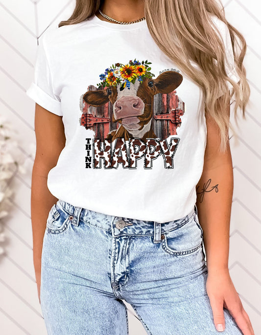 Diary Cow Think Happy T-Shirt
