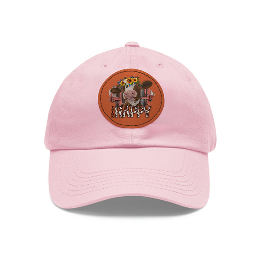 Hat with Leather  Cow Patch (Round)